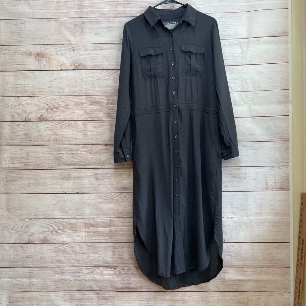 MAEVE ANTHROPOLOGIE JEMIMA UTILITY MIDI SHIRT DRESS IN‎ GRAY